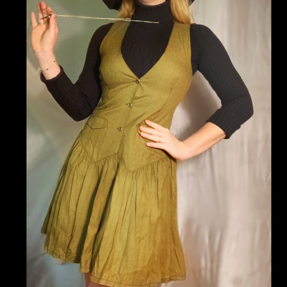 Free People Button Down Olive Dress